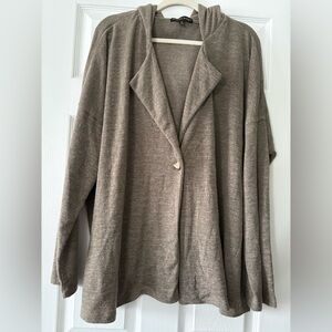 Women's Hooded Single-Button Cardigan in Taupe